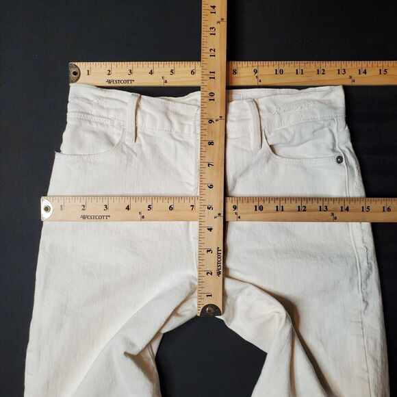 Frame Women Size 24 Le High Straight Jean Raw Stagger Hem Distressed White - Picture 8 of 9
